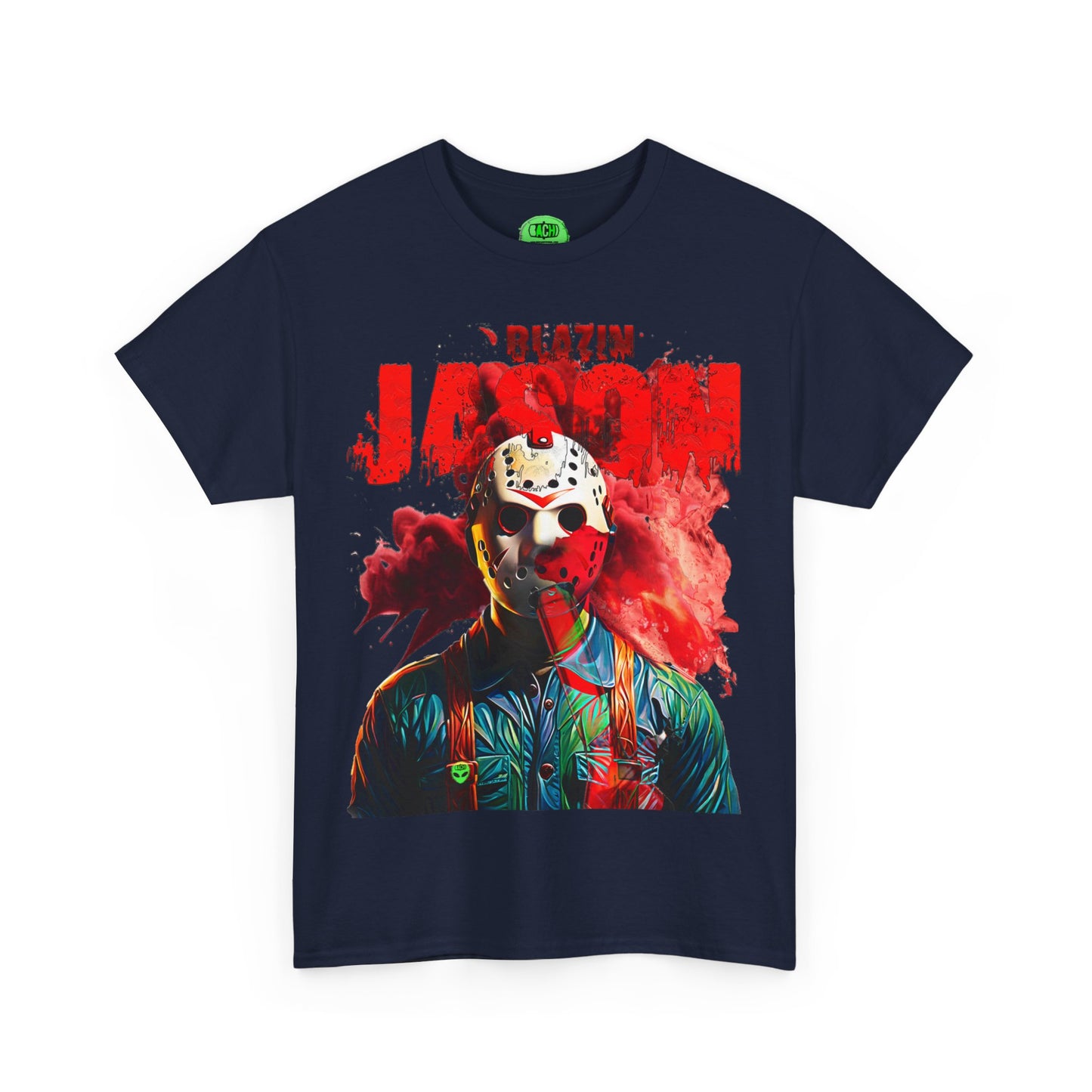 Vintage Horror Cinema Graphic Tee - Hockey Mask Slasher Streetwear (Bachi)