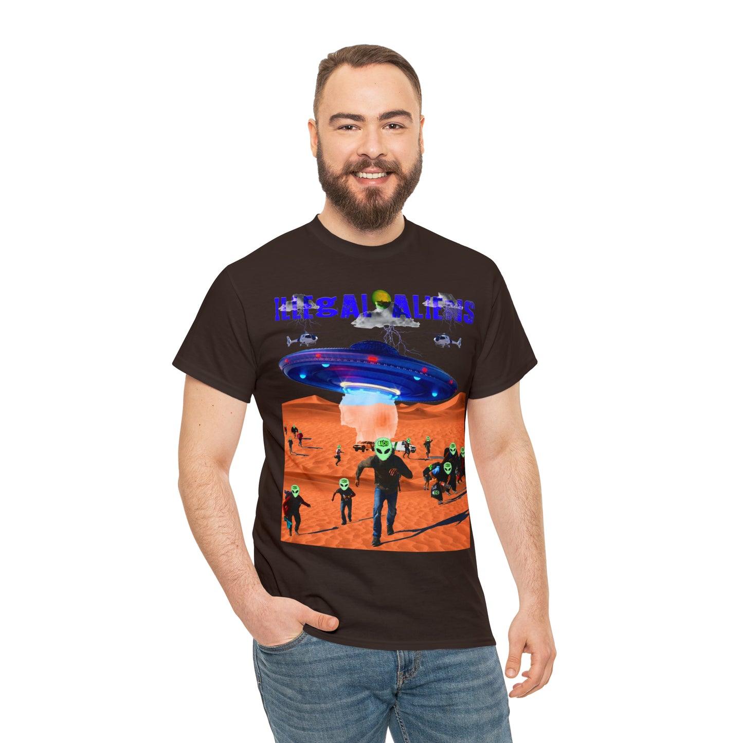 Vintage Sci-Fi Graphic Tee - Alien Invasion Streetwear Print (Bachi)