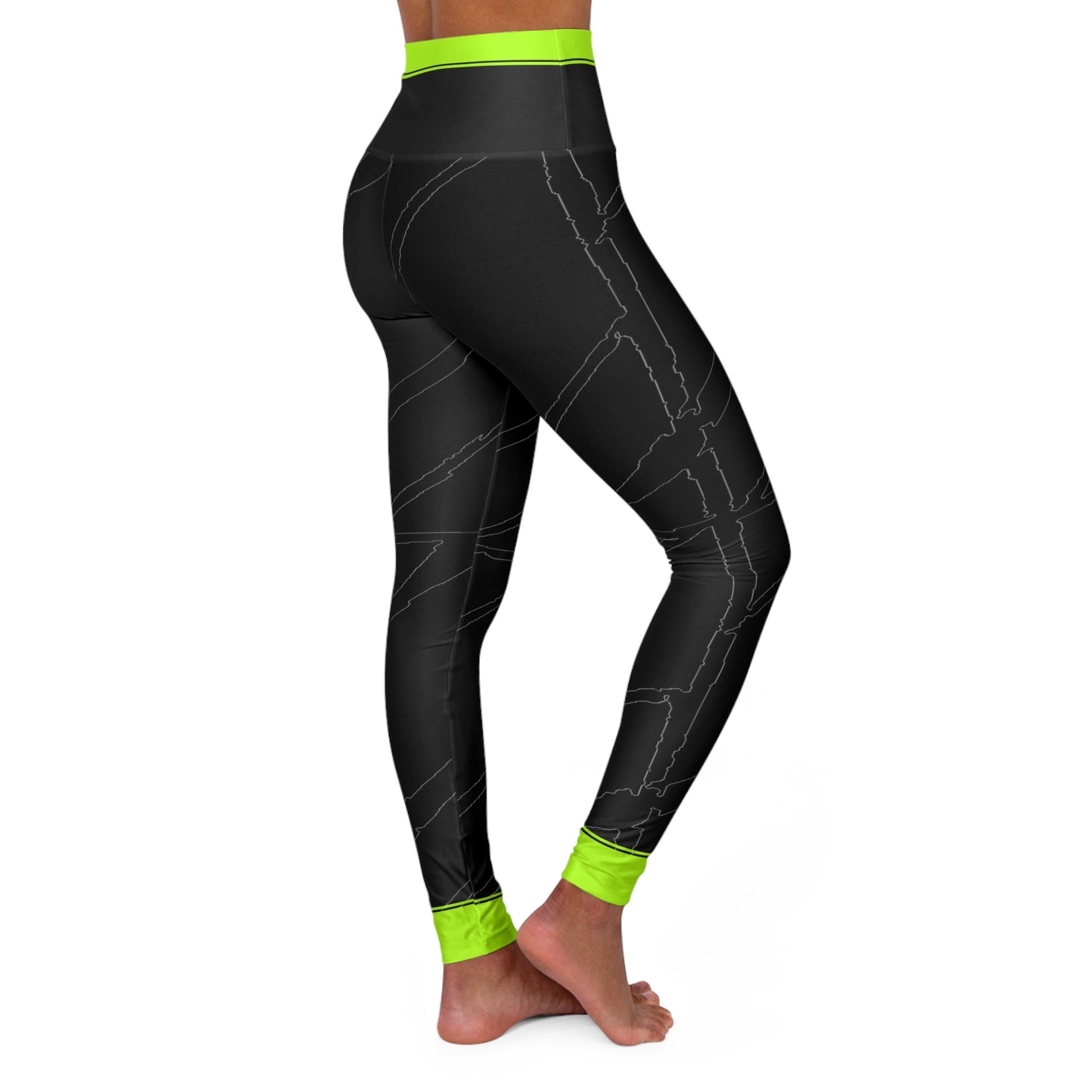Women's Yoga Leggings Green Stripe Printify