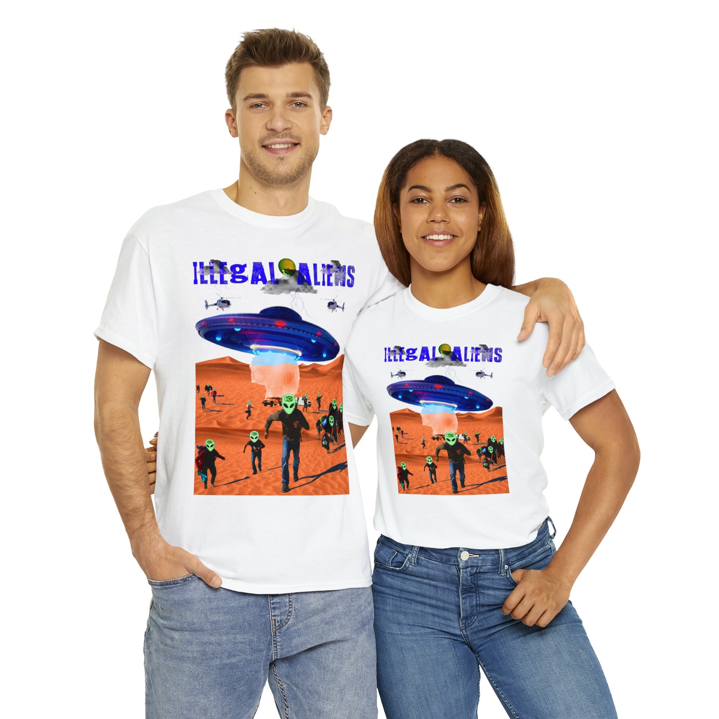 Vintage Sci-Fi Graphic Tee - Alien Invasion Streetwear Print (Bachi)