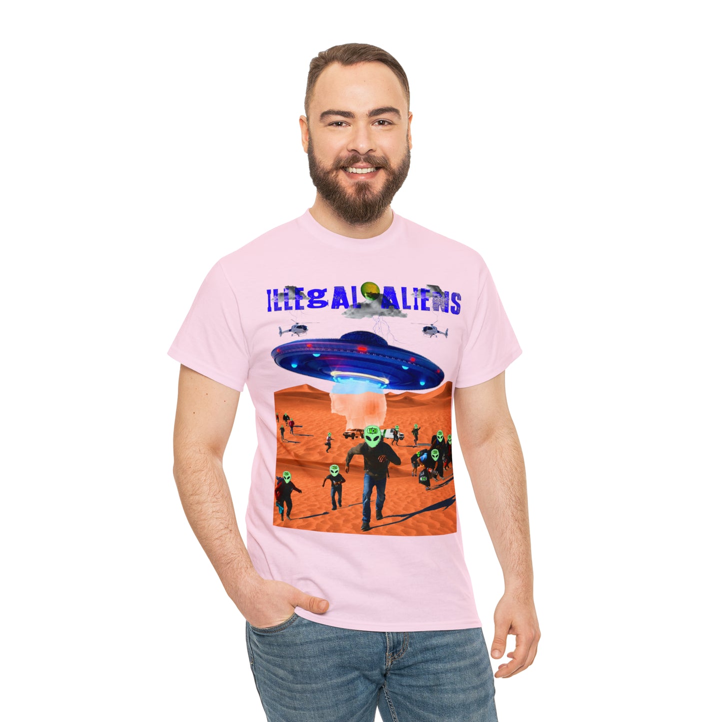 Vintage Sci-Fi Graphic Tee - Alien Invasion Streetwear Print (Bachi)