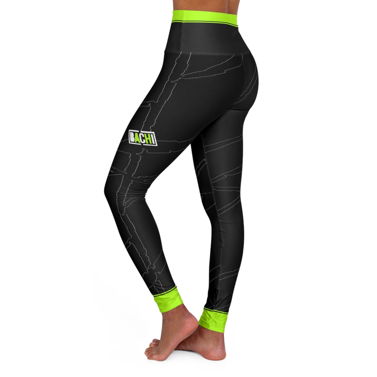 Women's Yoga Leggings Green Stripe Printify