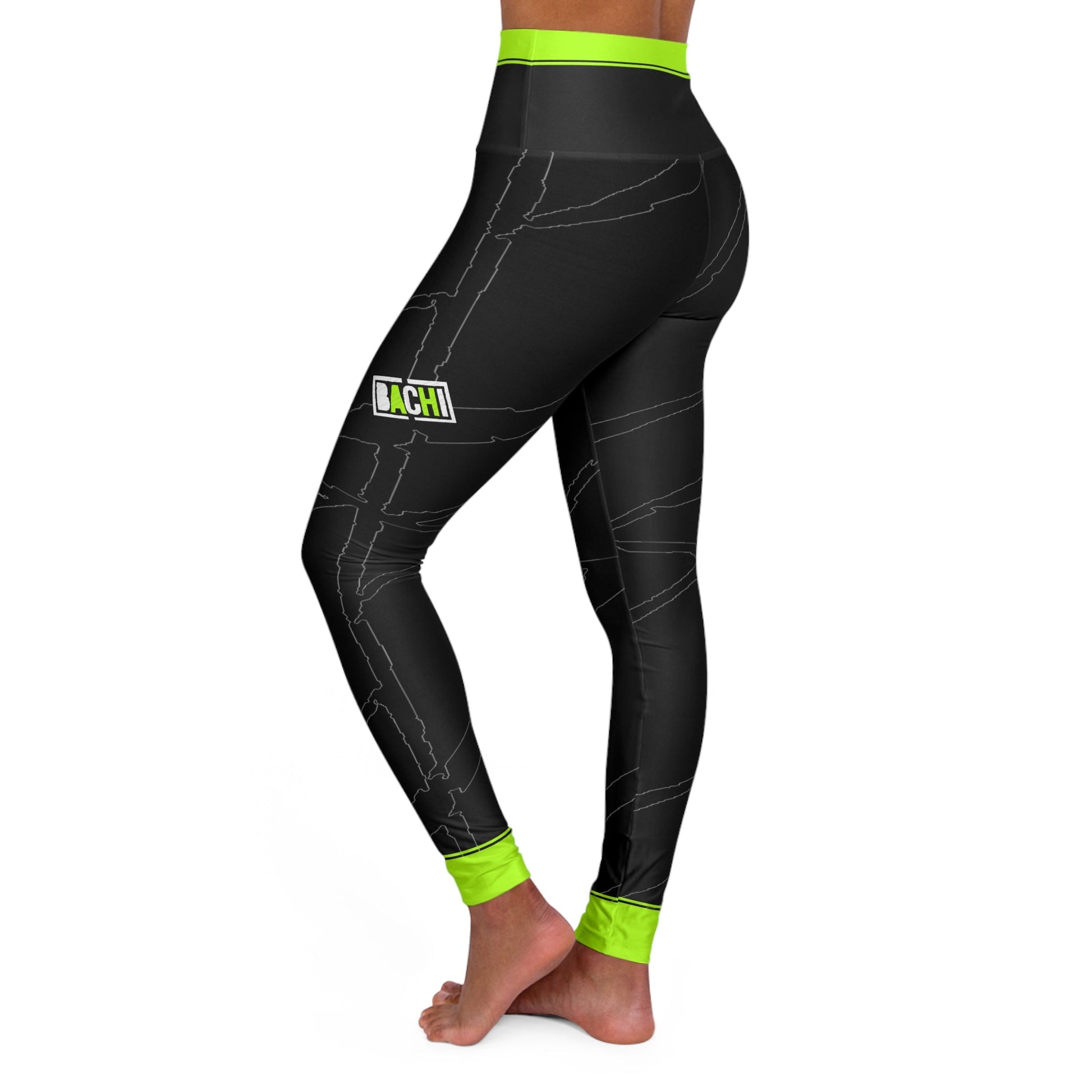 Women's Yoga Leggings Green Stripe Printify