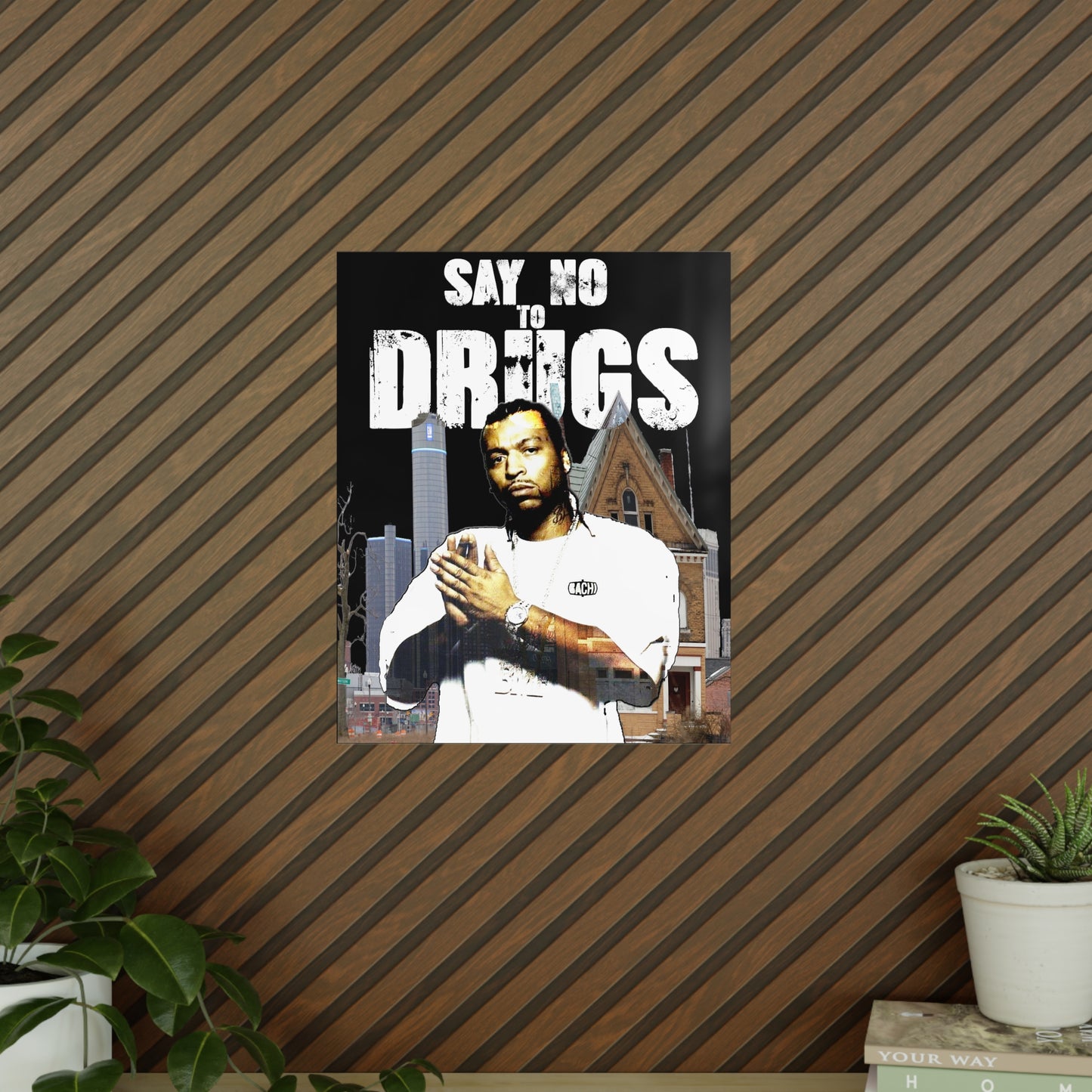 Vintage Hip-Hop Wall Art Poster - Detroit Legend Portrait Print (Bachi)
