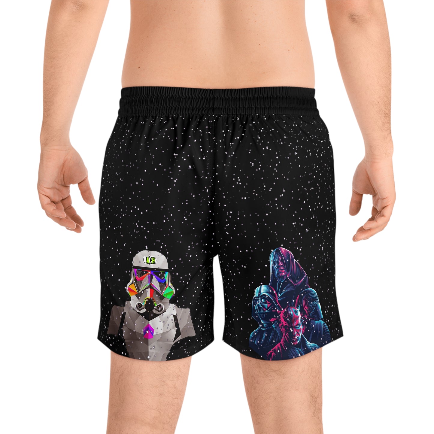 Sci-Fi Saga Graphic Swim Shorts - Dark Side Villain Streetwear Print (Bachi)