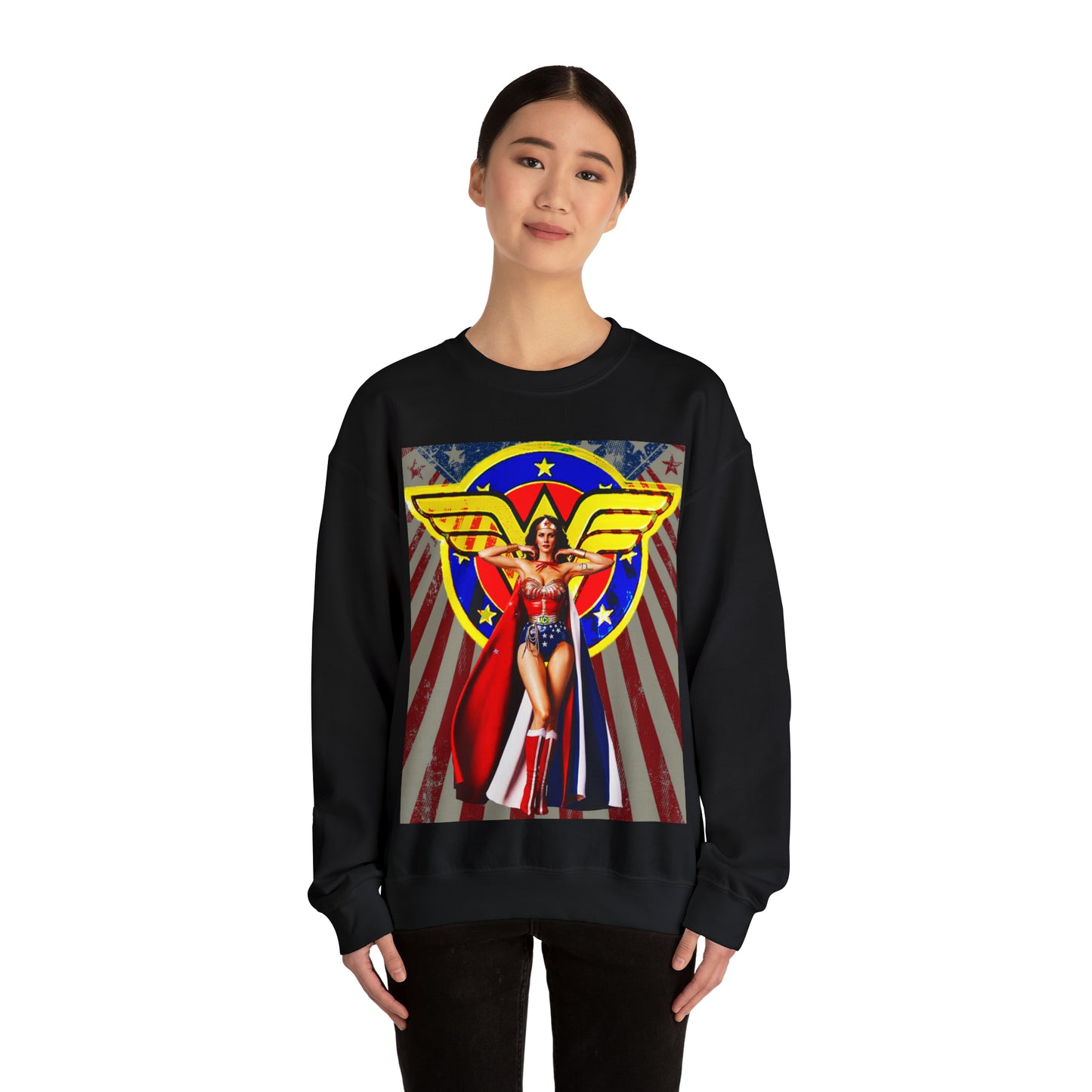 Vintage Female Hero Graphic Sweatshirt - Comic Streetwear Print (Bachi)