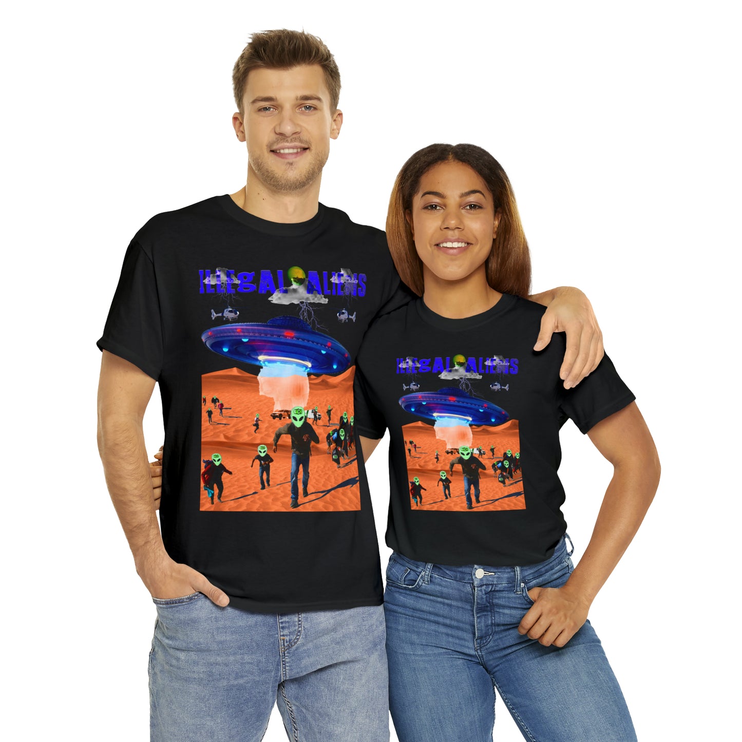 Vintage Sci-Fi Graphic Tee - Alien Invasion Streetwear Print (Bachi)