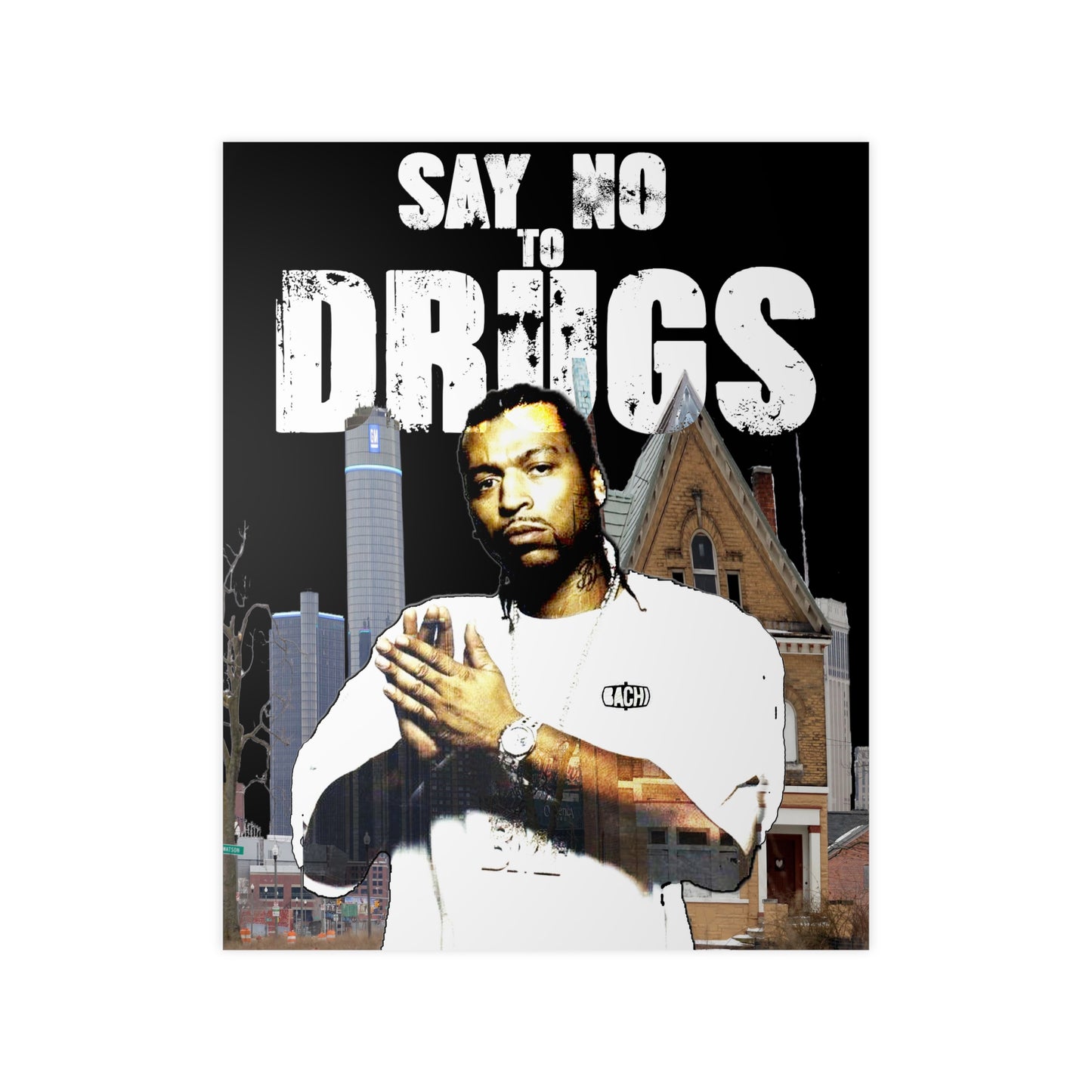 Vintage Hip-Hop Wall Art Poster - Detroit Legend Portrait Print (Bachi)