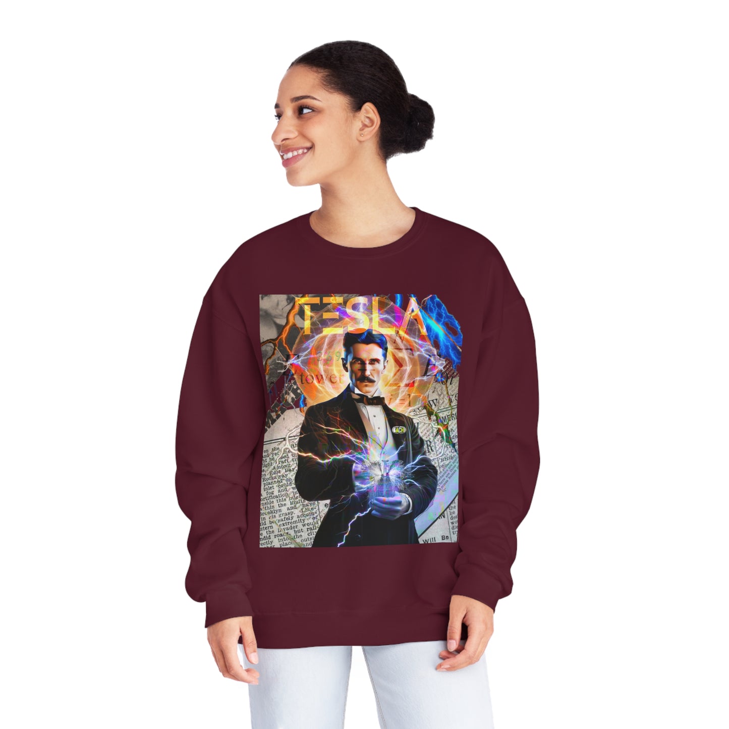 Vintage Science Icon Graphic Sweatshirt - Inventor Portrait Streetwear (Bachi)