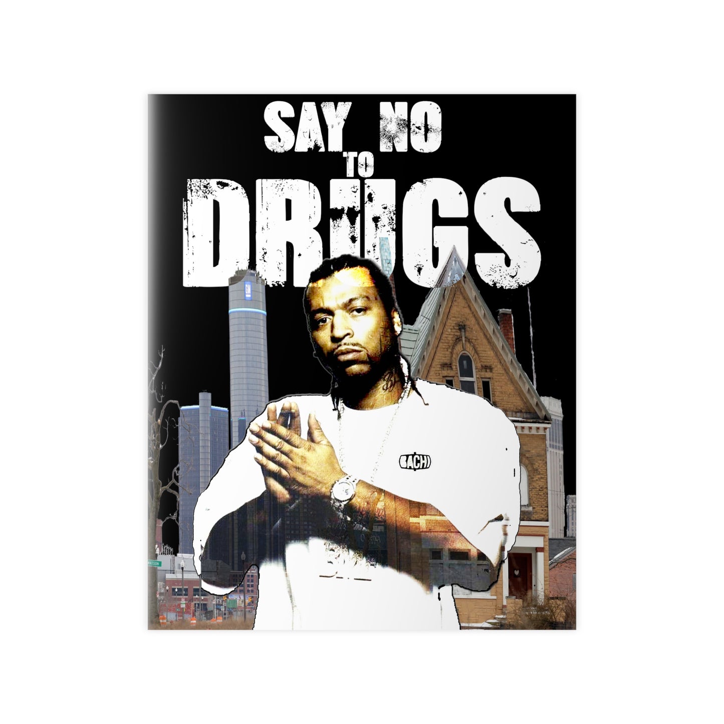 Vintage Hip-Hop Wall Art Poster - Detroit Legend Portrait Print (Bachi)