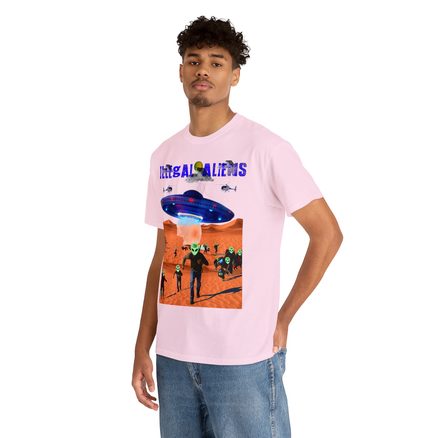 Vintage Sci-Fi Graphic Tee - Alien Invasion Streetwear Print (Bachi)
