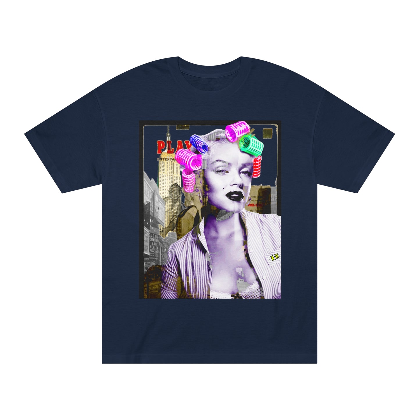 Vintage Pin-Up Graphic Tee - Hollywood Icon Pink Rollers Print (Bachi)