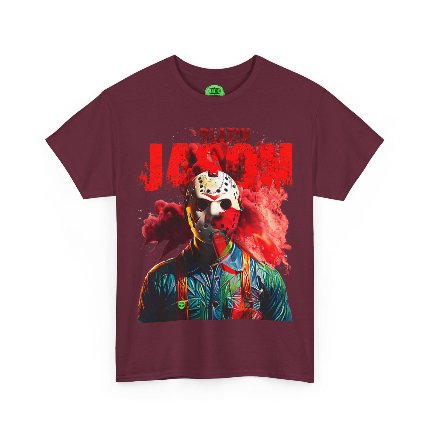 Vintage Horror Cinema Graphic Tee - Hockey Mask Slasher Streetwear (Bachi)