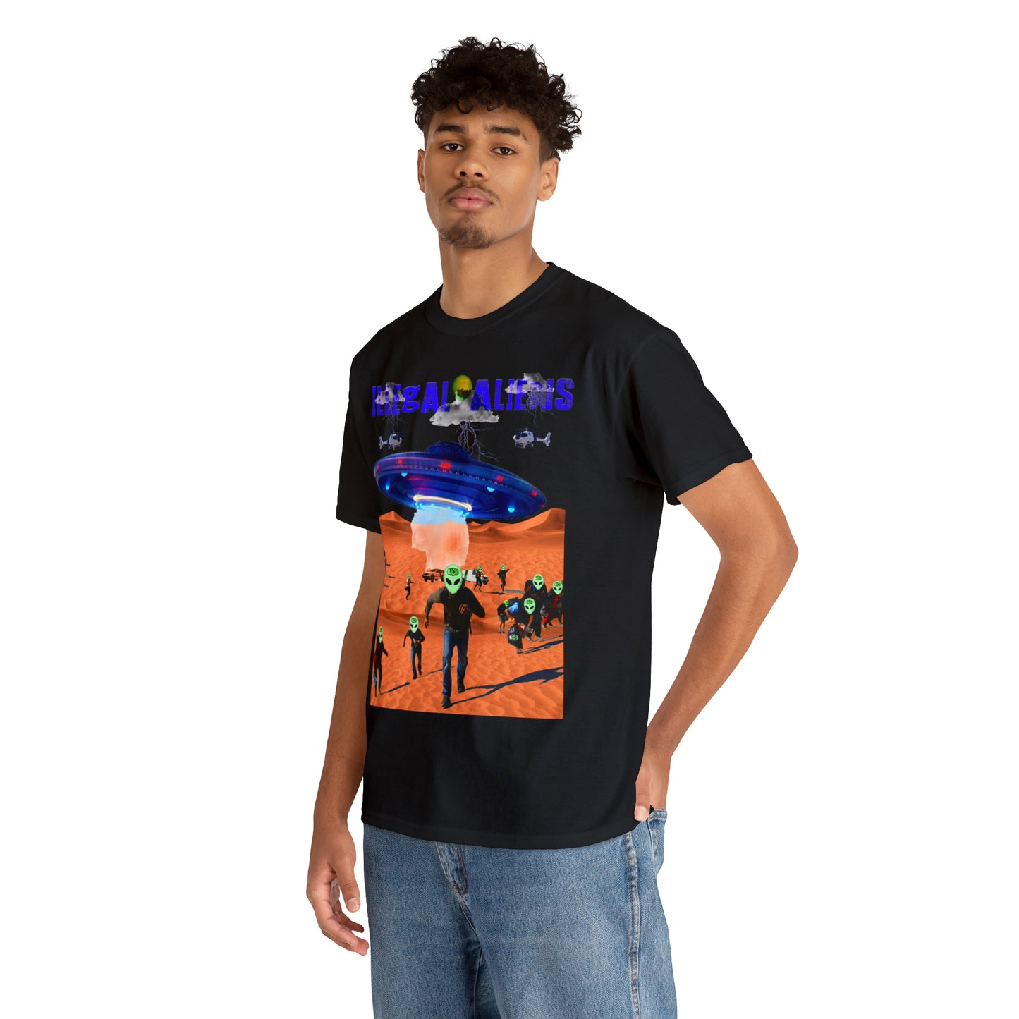 Vintage Sci-Fi Graphic Tee - Alien Invasion Streetwear Print (Bachi)