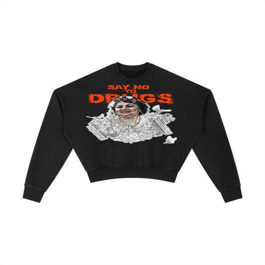 Cropped Graphic Sweatshirt - Latin Icon Birds Streetwear Print (Bachi)