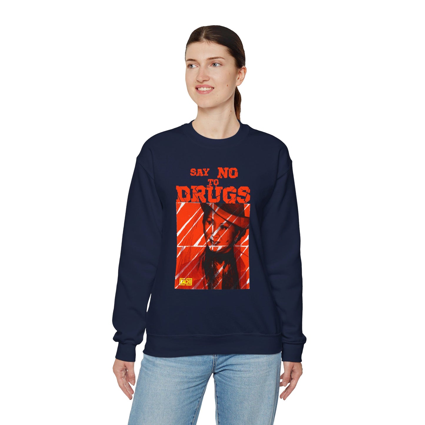 Oversized Graphic Sweatshirt - Latin Icon Orange Stripe Streetwear (Bachi)