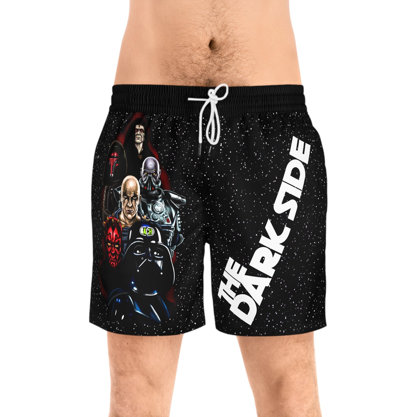 Sci-Fi Saga Graphic Swim Shorts - Dark Side Villain Streetwear Print (Bachi)