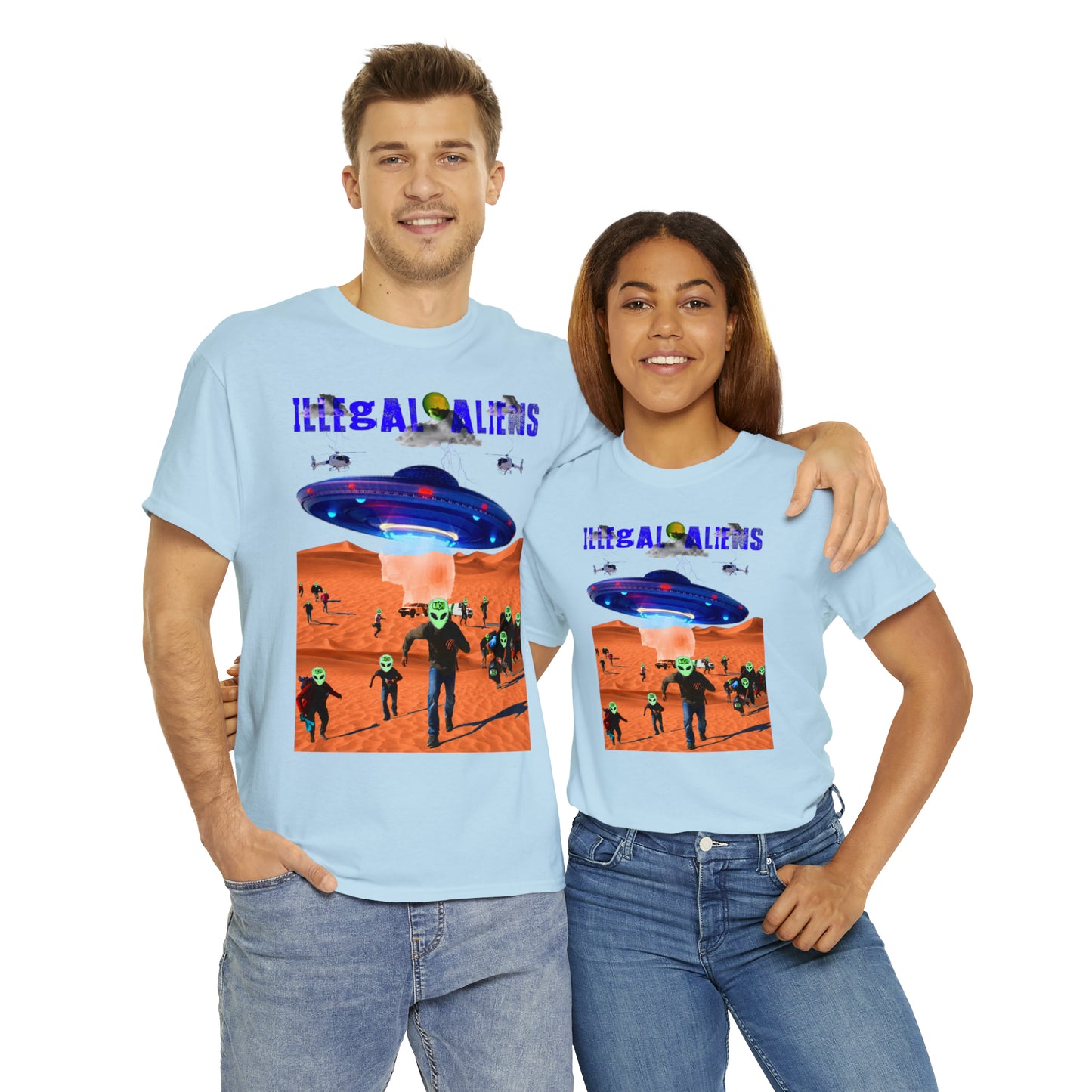 Vintage Sci-Fi Graphic Tee - Alien Invasion Streetwear Print (Bachi)