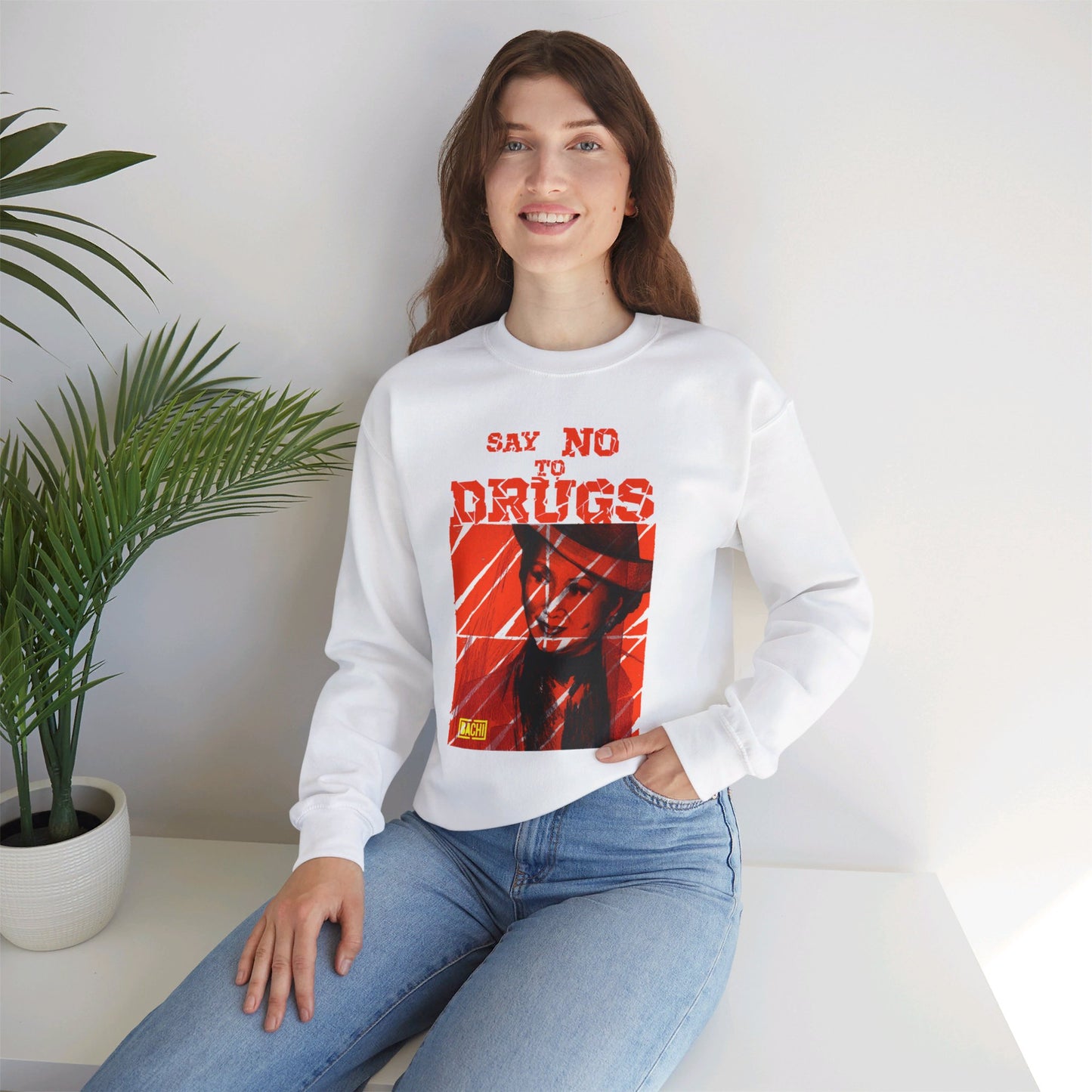 Oversized Graphic Sweatshirt - Latin Icon Orange Stripe Streetwear (Bachi)
