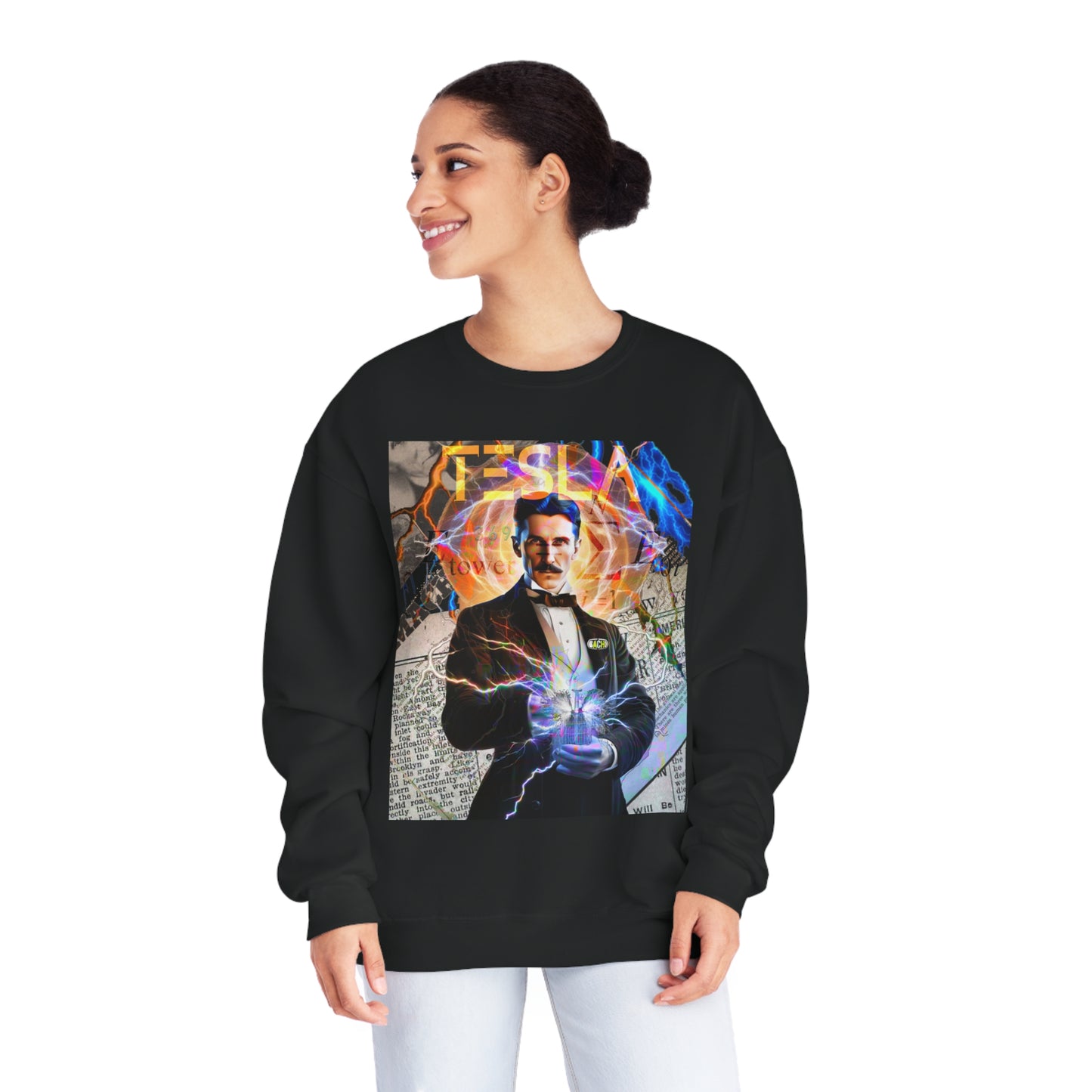 Vintage Science Icon Graphic Sweatshirt - Inventor Portrait Streetwear (Bachi)