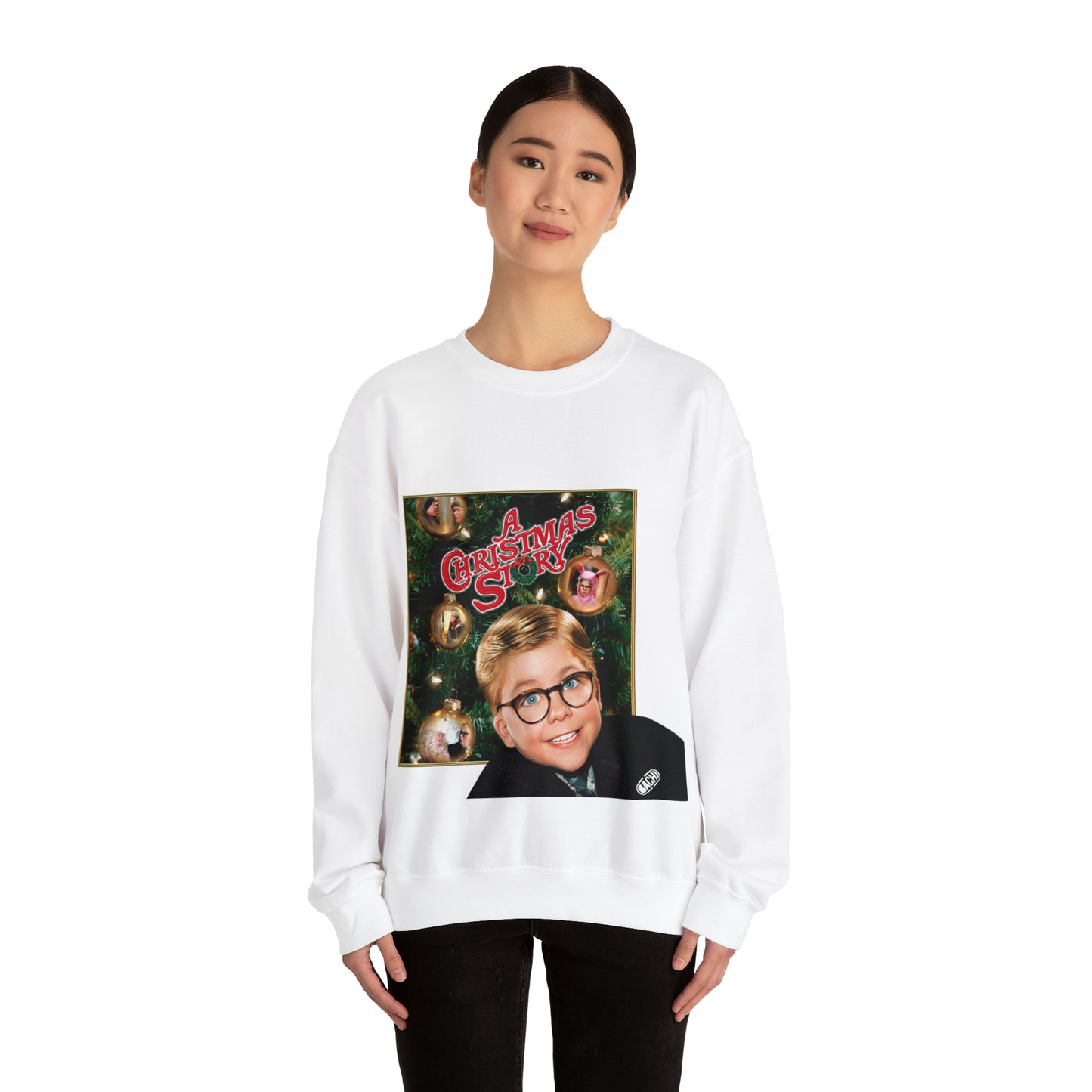 Vintage Holiday Graphic Sweatshirt - 80s Family Cinema Print (Bachi)