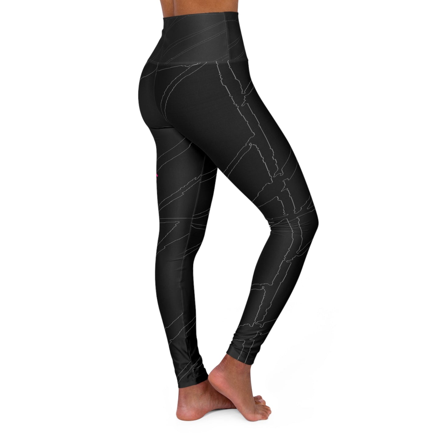 Woman High Waisted Yoga Leggings Bachi Pink Asia Printify