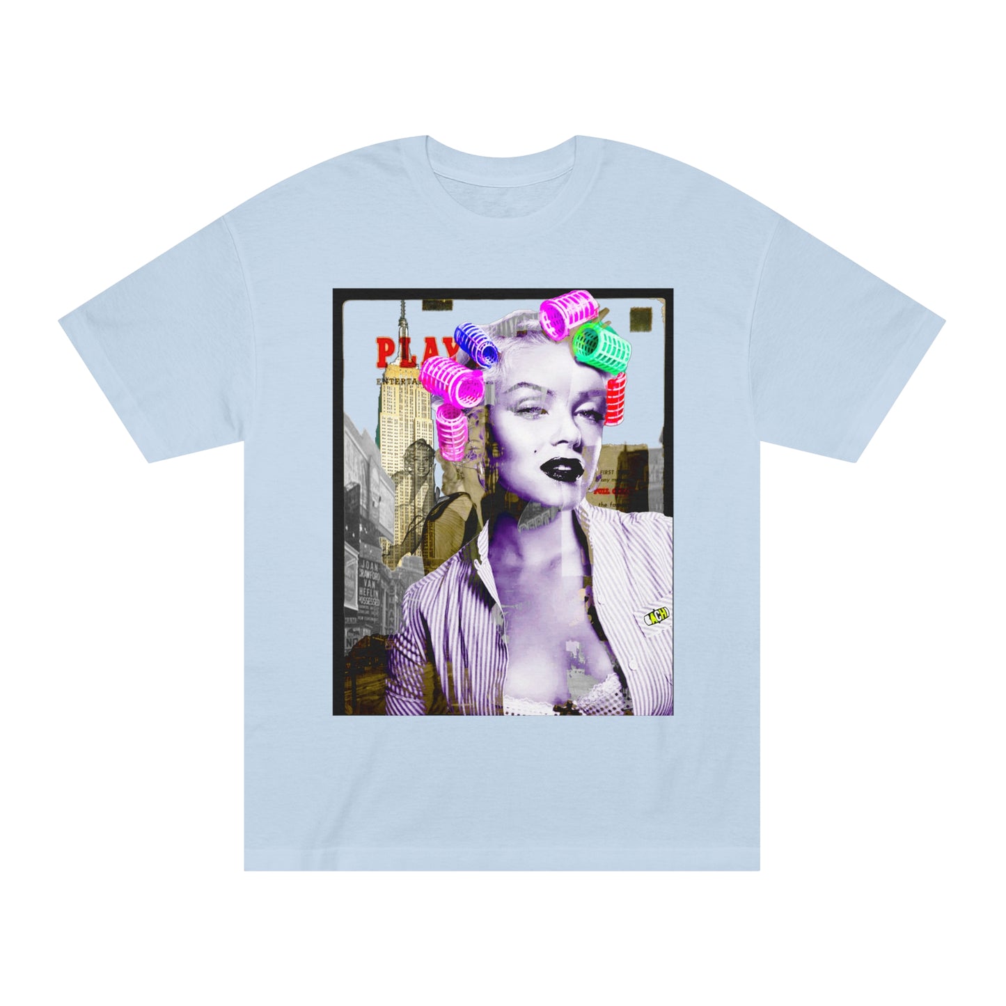 Vintage Pin-Up Graphic Tee - Hollywood Icon Pink Rollers Print (Bachi)