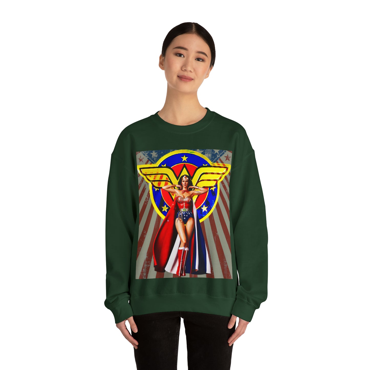 Vintage Female Hero Graphic Sweatshirt - Comic Streetwear Print (Bachi)