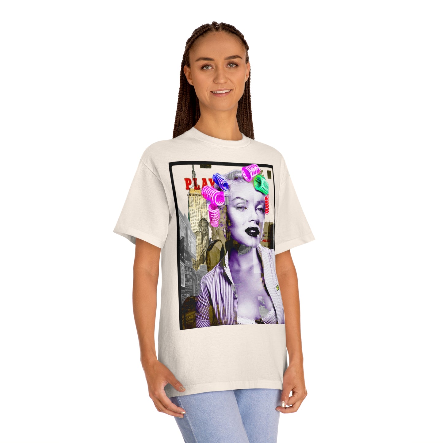 Vintage Pin-Up Graphic Tee - Hollywood Icon Pink Rollers Print (Bachi)