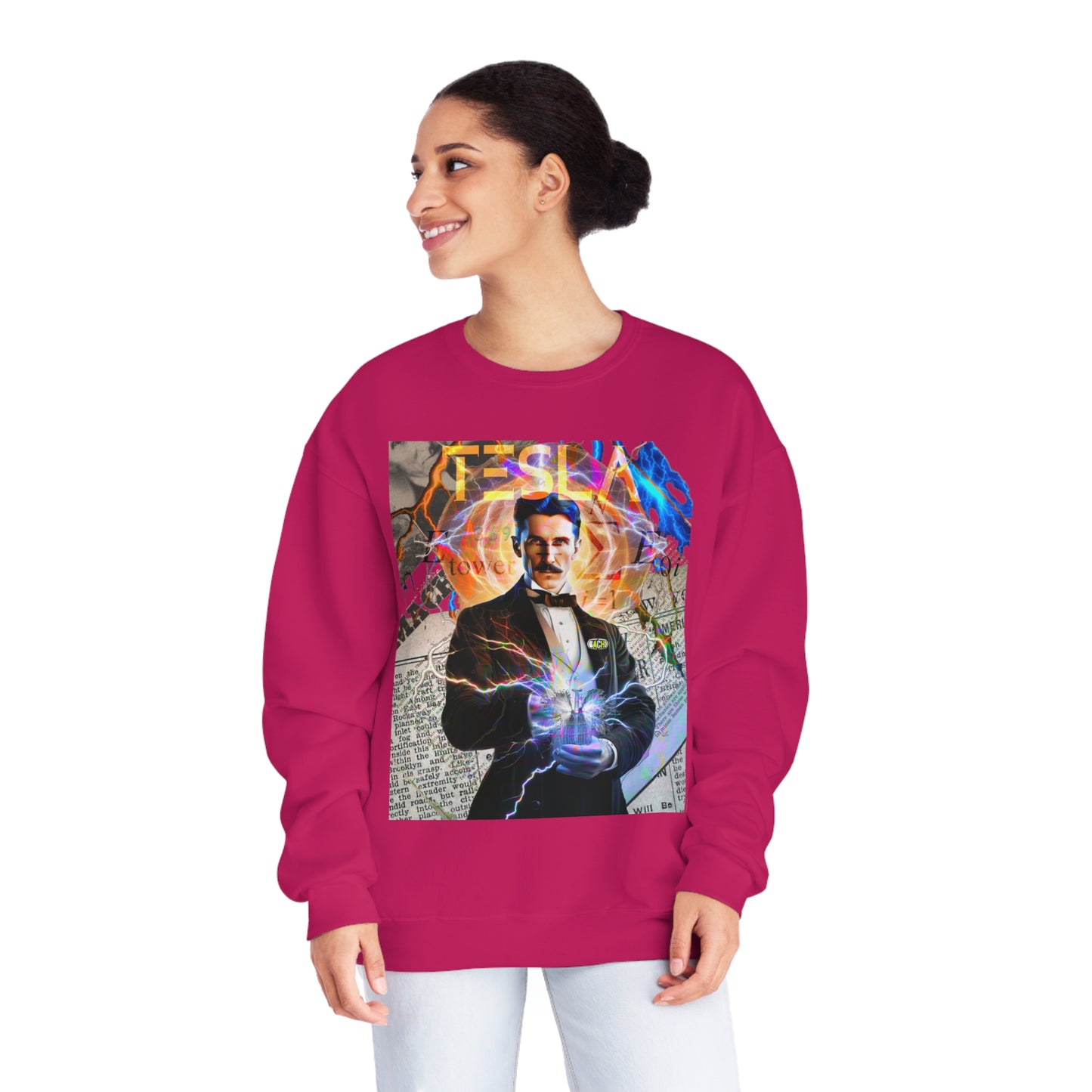 Vintage Science Icon Graphic Sweatshirt - Inventor Portrait Streetwear (Bachi)