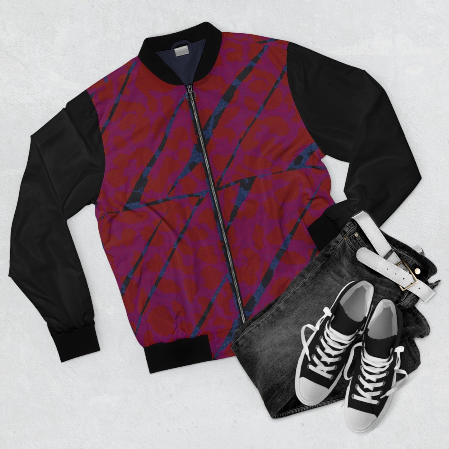 Unisex Bomber Jacket Bachi Red Blue Printify