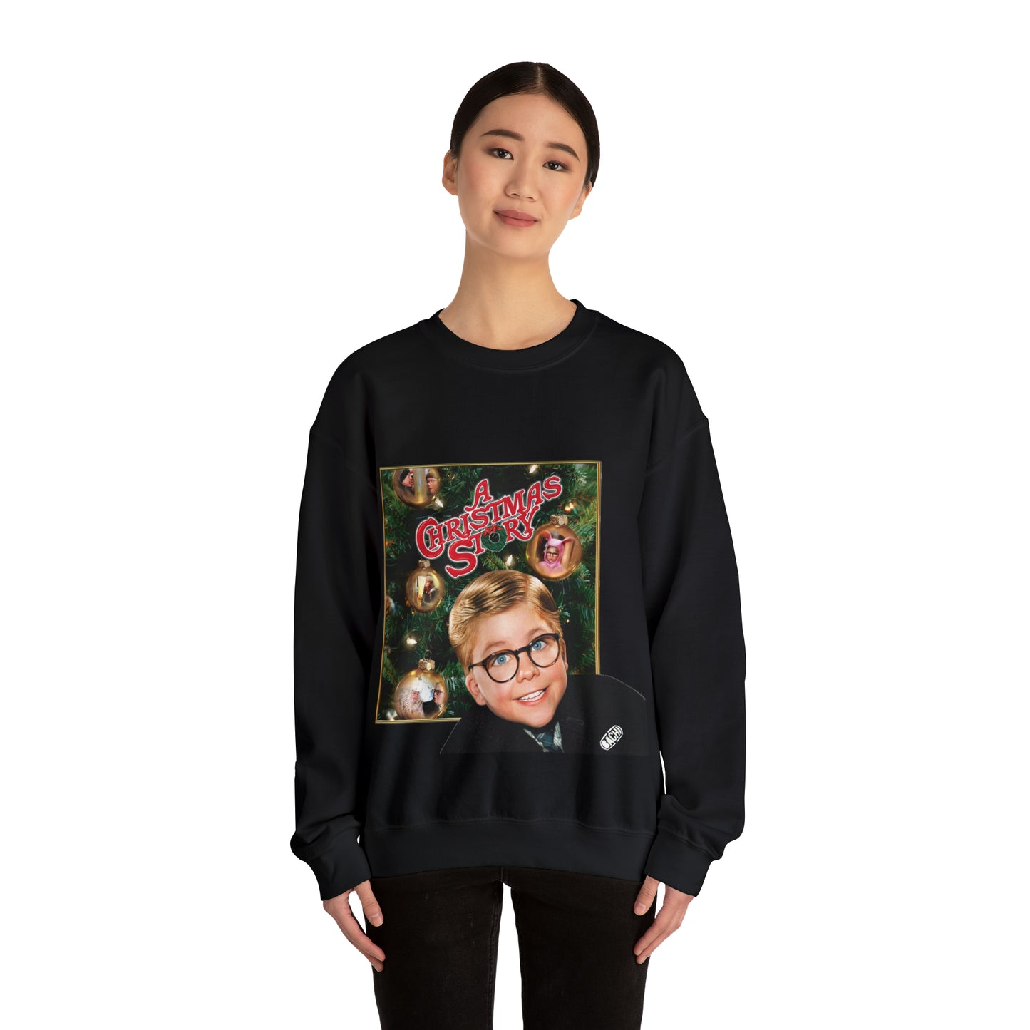 Vintage Holiday Graphic Sweatshirt - 80s Family Cinema Print (Bachi)