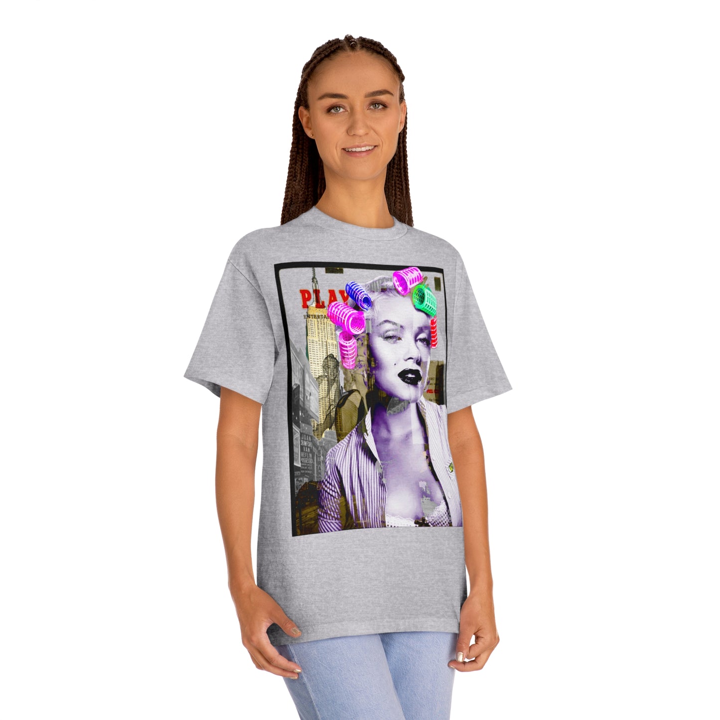 Vintage Pin-Up Graphic Tee - Hollywood Icon Pink Rollers Print (Bachi)