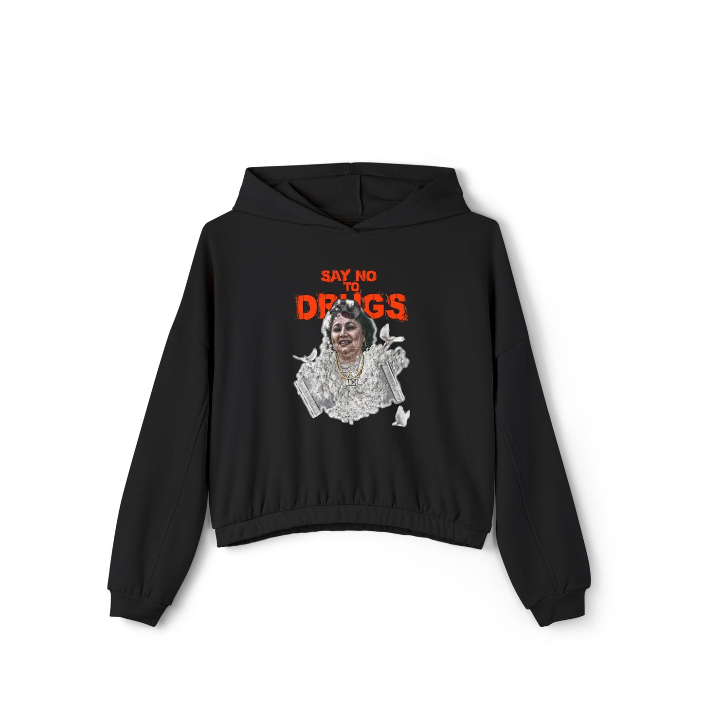Cinched Hem Graphic Hoodie - Latin Icon Streetwear Print (Bachi)