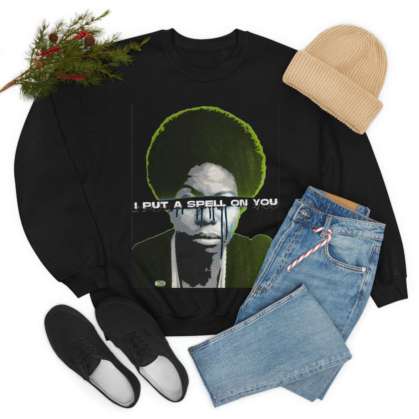 Vintage Soul Music Graphic Sweatshirt - Female Jazz Portrait Print (Bachi)
