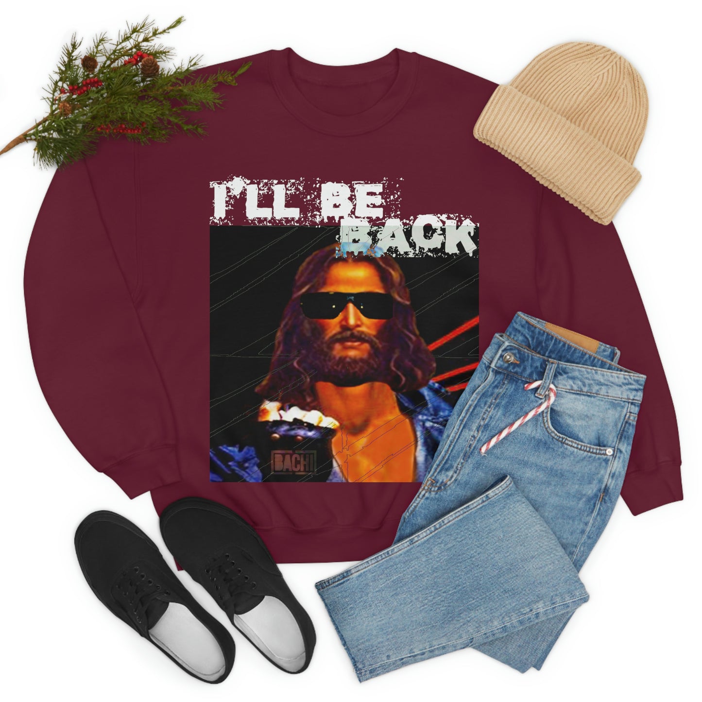 Oversized Graphic Sweatshirt - 80s Sci-Fi Cinema Parody Streetwear (Bachi)