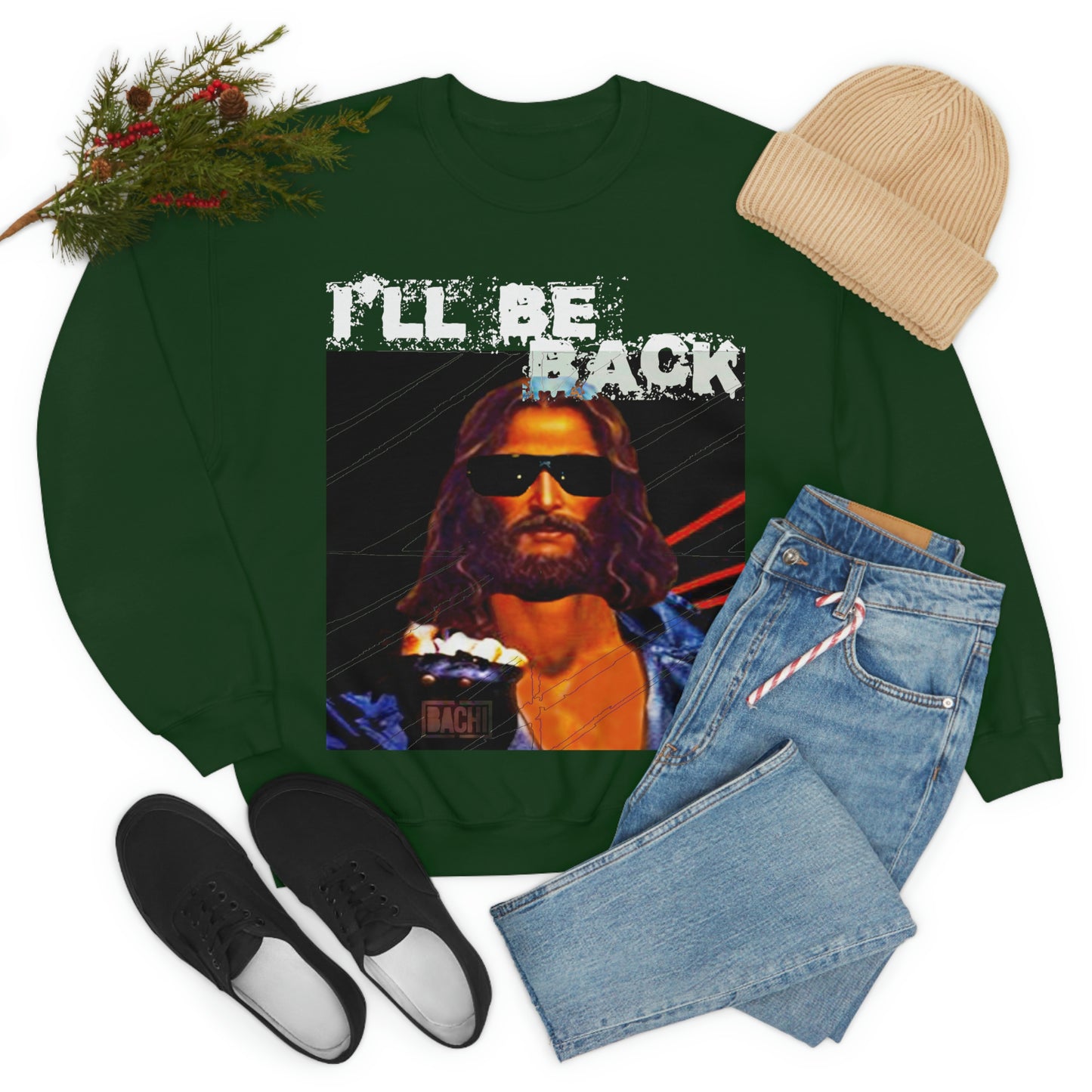 Oversized Graphic Sweatshirt - 80s Sci-Fi Cinema Parody Streetwear (Bachi)