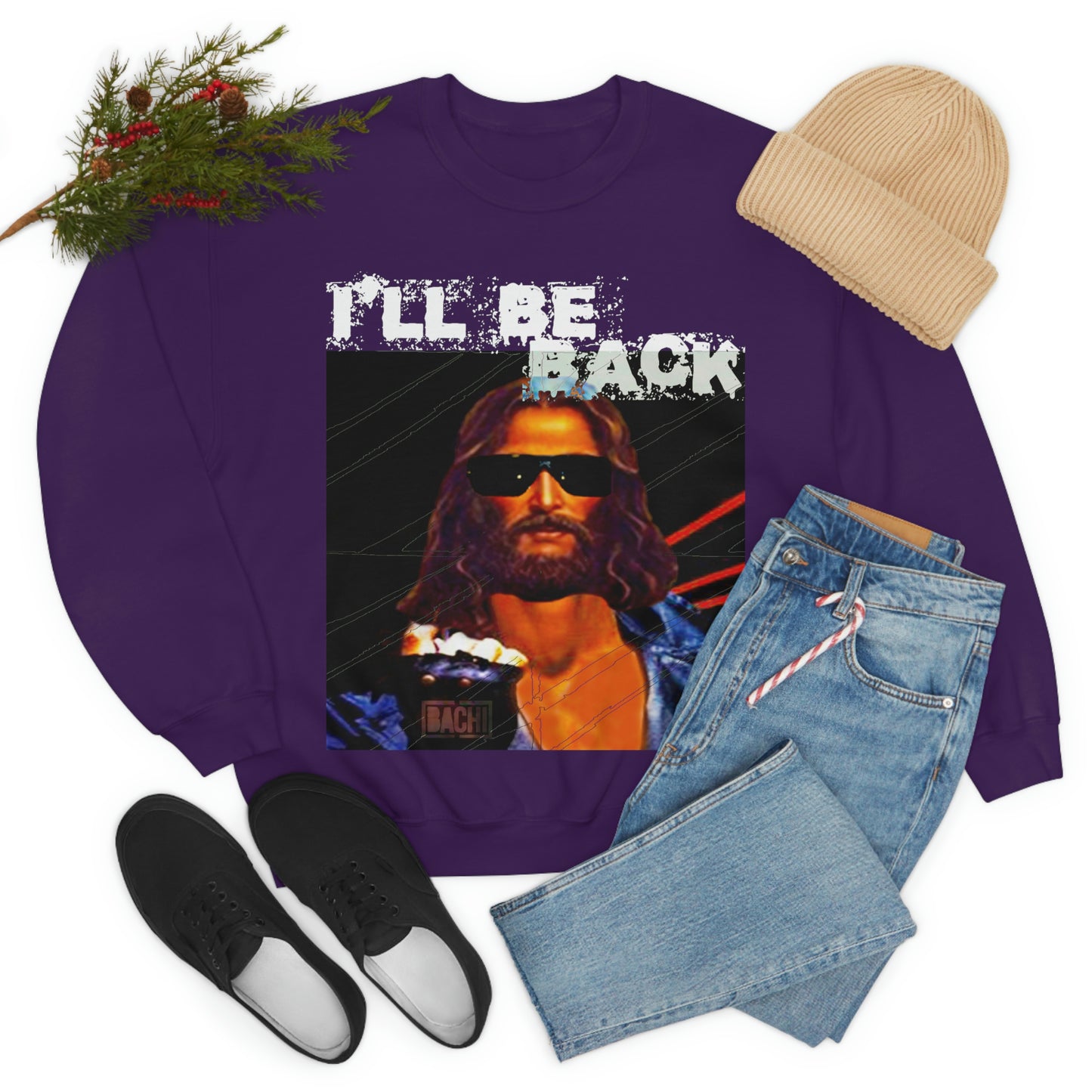 Oversized Graphic Sweatshirt - 80s Sci-Fi Cinema Parody Streetwear (Bachi)