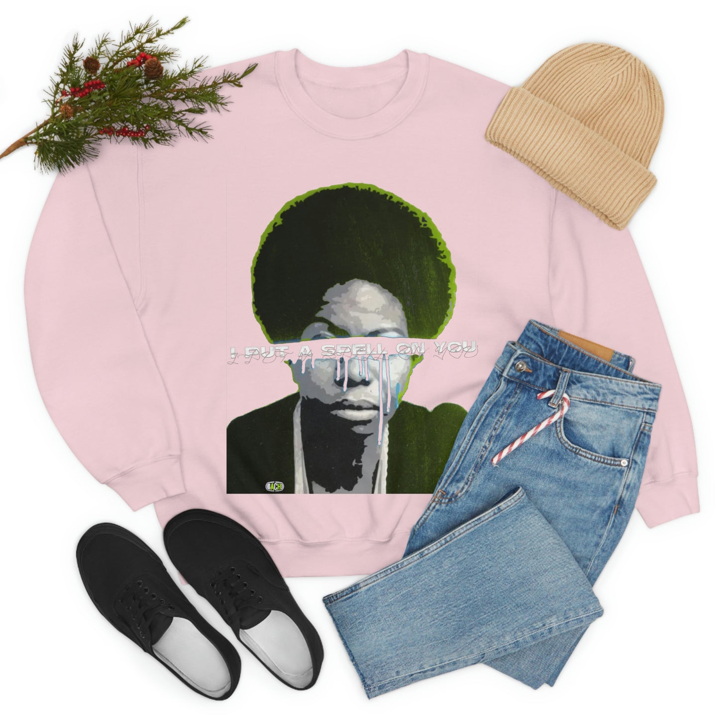 Vintage Soul Music Graphic Sweatshirt - Female Jazz Portrait Print (Bachi)