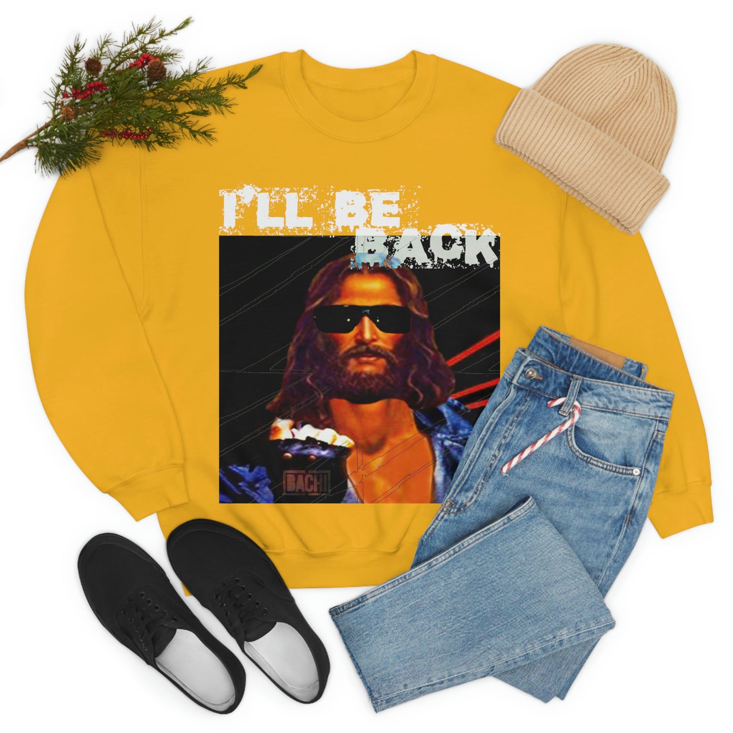 Oversized Graphic Sweatshirt - 80s Sci-Fi Cinema Parody Streetwear (Bachi)