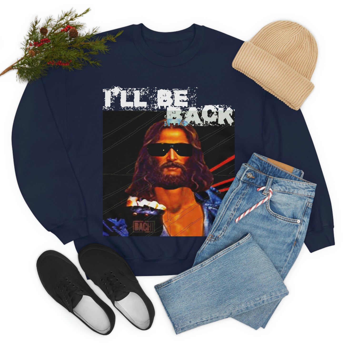 Oversized Graphic Sweatshirt - 80s Sci-Fi Cinema Parody Streetwear (Bachi)