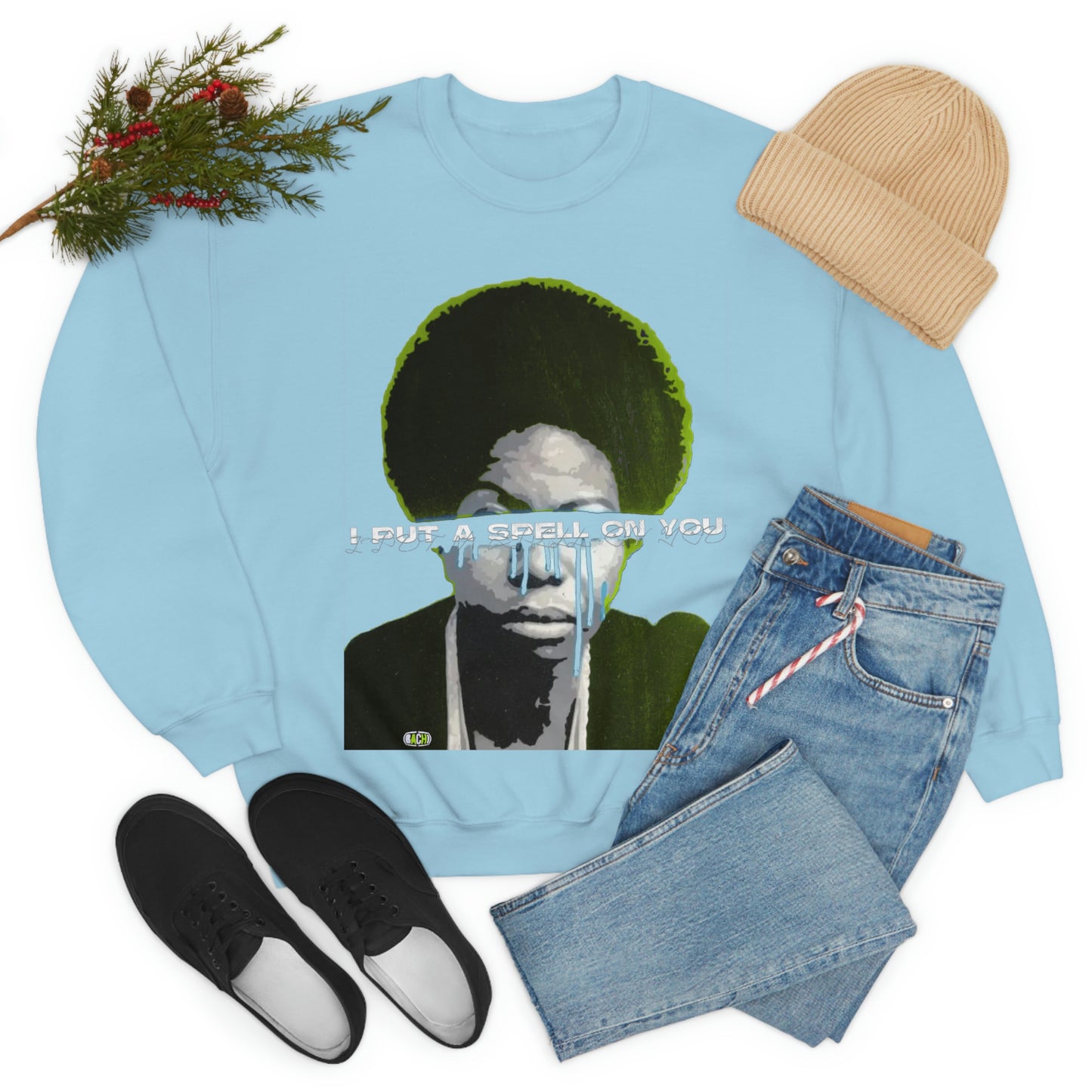 Vintage Soul Music Graphic Sweatshirt - Female Jazz Portrait Print (Bachi)